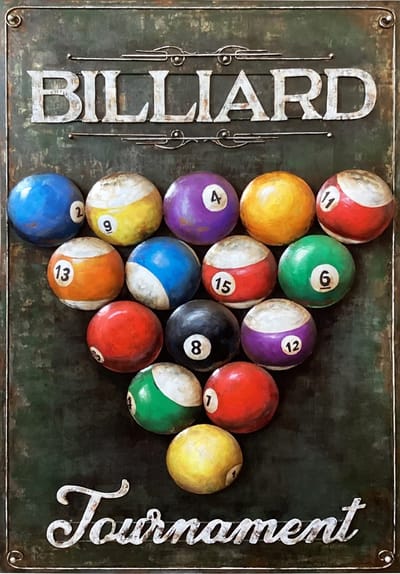 Metalen 3D schilderij Billiard 8 Ball Pool 75 x 50 cm - schilderij - metal - muurdecoratie - wall - deco - kunst - wanddecoratie - metaal - wandschilderij - decoratief - interieur - cadeau - geschenk - gift - verjaardag - kerst - nieuwjaar
