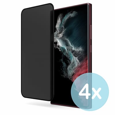 Privacy Screenprotector Geschikt voor Samsung Galaxy S22 Ultra – Anti-Gluren – Krasbestendig Gehard Glas 9H – Volledige Dekking – 4-Pack – FuturiQ
