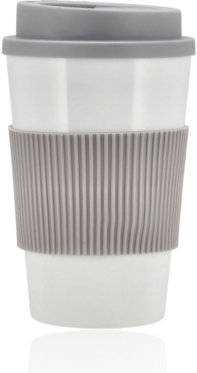 Koffie To Go Beker 450 ml – Herbruikbare Koffie Bekers To Go met Deksel – Koffiebeker & Koffie Kopjes voor Onderweg – Lichtgewicht & Lekvrij – Grijs