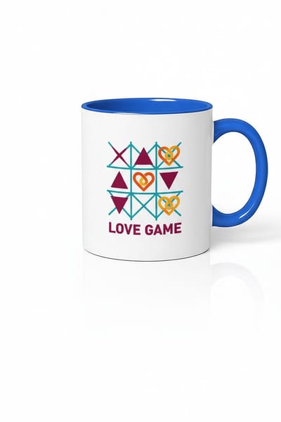 Liefdesspel Mok - Romantische Tic-Tac-Toe Koffiemok met Hartjes Design - Uniek Cadeau