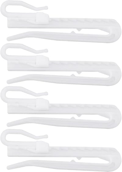 Dailygoods- Gordijnhaken 70mm Verstelbaar - Kunststof - Plooihaken - Vergrendelend - 100 Stuks - Geschikt voor 6,5cm Gordijntape - Gordijnclips