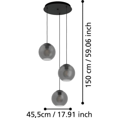 Stars of Light hanglamp Arangona, grijs, Ø 46 cm, 3-lamps