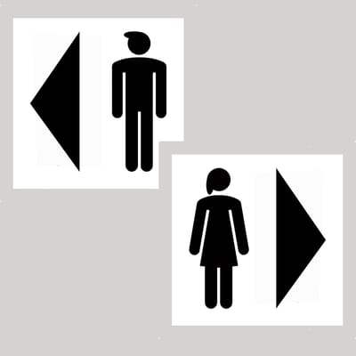 Toilet WC-bordjes – Set deurbordjes dames heren – met pijl – pictogrambord – zelfklevend – 10 × 10 cm – 3D-geprint – zwart/wit