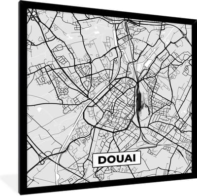 Fotolijst incl. Poster - Kaart - Stadskaart - Douai - Plattegrond - Frankrijk - 40x40 cm - Posterlijst