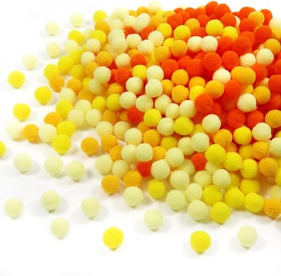 720 Stuks Kleine Pompoms voor Knutselprojecten 10mm Gele Fluffy Bollen voor DIY Decoraties en Creatieve Handwerken