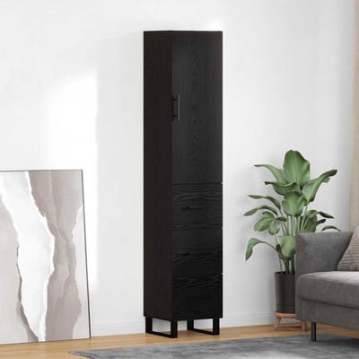 vidaXL Highboard Zwart Eiken 34,5 x 34 x 180 cm Bewerkt hout
