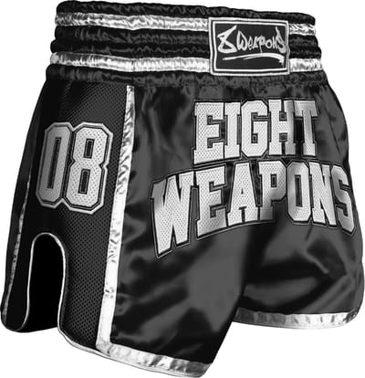 8 WEAPONS Muay Thai Shorts Super Mesh Team 08 Zwart - S