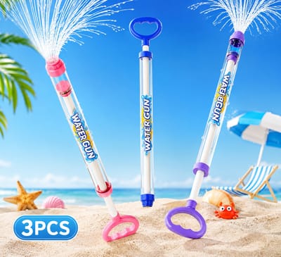 Waterpistool voor Kinderen 3 Stuks – Pompsysteem Waterspuit – Ver Reikende Waterblaster – Buitenspeelgoed voor Strand, Zwembad & Tuin – Blauw, Roze & Paars