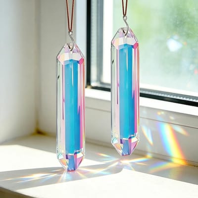 Hexagonale Kristallen Zonvanger - Kristal Prism Hangdecoratie voor Raam, Lichtvanger en Regenboog Dromenvanger voor Feestdagen en Terras - Set van 2 Stuks