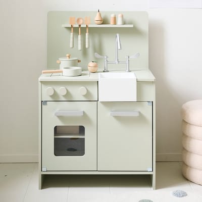 Petite Amélie Speelkeuken Mint Grijs - Kinderkeuken incl. 7 Keukenaccessoires - H 83,5 cm
