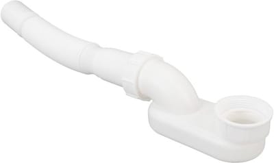 Afvoerslang voor bad en douche, vrijstaande badafvoerset met vlakke, flexibele sifon met laag profiel, aansluitingen voor bad met sifon 1 1/2 P