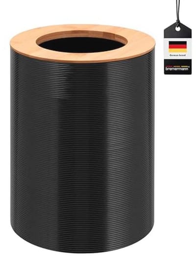 bremermann Cosmetica-emmer Segno van bamboe en kunststof // afvalemmer // prullenbak 5,5 liter (zwart)