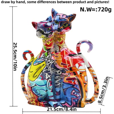 Nordisch Creatief Ontwerp Graffiti Kat Nieuwe Stijl Ornamenten Huis Woonkamer Decoratie Hars Ambacht Pluche Decoratie Cadeau
