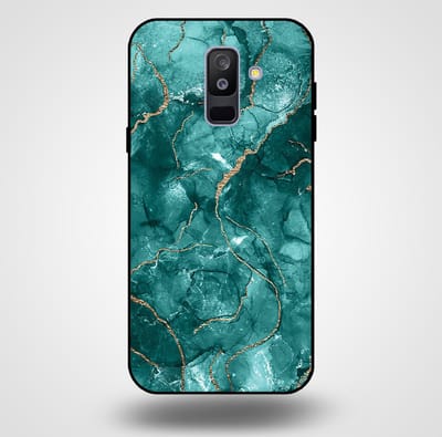 Smartphonica Telefoonhoesje voor Samsung Galaxy A6 Plus 2018 met marmer opdruk - TPU backcover case marble design - Goud Groen geschikt voor Samsung Galaxy A6 Plus 2018