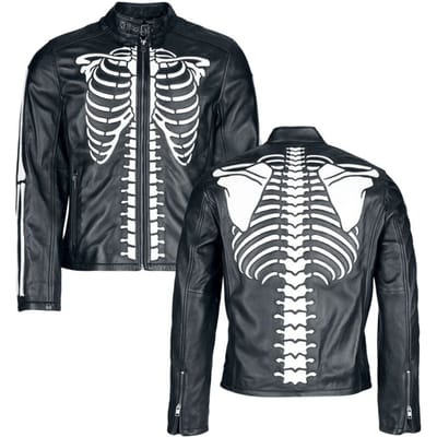 Black Premium by EMP Lederen jas - Skull & Bones - S tot XXL - voor Mannen - zwart