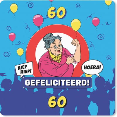 Muismat 20x20 cm - Mousepad Verjaardag - Vrouw - 60 Jaar - Jubileum - Muismatten