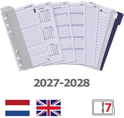 Kalpa 6317-27-28 170 x 95 mm Personal Bindmiddel Vulling 1 Week per 2 Paginas NL EN 2027 2028