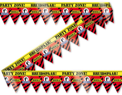 Q2P - Afzetlint - Bruidspaar - Versiering - Verkeersbord - Tape - 12 Meter - Feest Versiering - Huwelijk