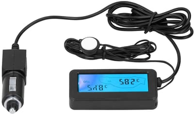 Digitale Thermometer met LCD Display voor Auto, Binnen en Buiten Gebruik, Mini Temperatuurmeter voor 12V Voertuigen, Blauw, Nauwkeurige Temperatuurmeting, Compact Ontwerp, Eenvoudige Installatie