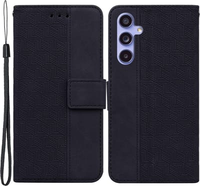 Coverup Hoesje - Geschikt voor Samsung Galaxy A35 Hoesje - Coverup Geometric Book Case - Zwart