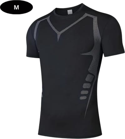 Livano Sportshirt Heren - Sport - Fitness - Compressie Shirt - Corrigerend Hemd - Sportkleding - Mannen - Zwart - M