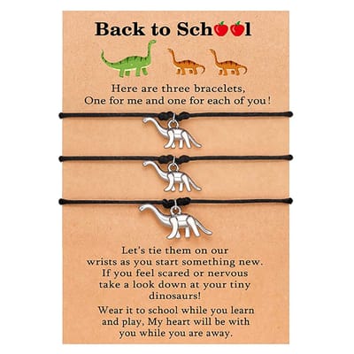 Vriendschapsarmbandjes voor 3 met Dino's - Zwarte Bandjes - Back to School Cadeau - Terug naar School - Dinosaurus Armband - Pax Amare