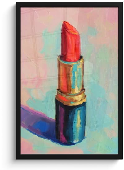 Poster in lijst - Fotolijst 40x60 cm - Posters - Lippenstift - Rood - Penseelstreken - Posterlijst zwart - Decoratie - Wanddecoratie woonkamer - Muurdecoratie slaapkamer