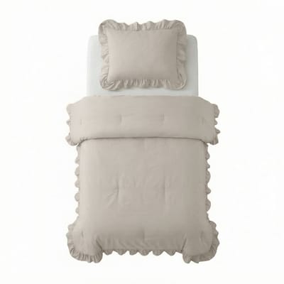 Sleeptime 2 in 1 Dekbed Ruffles - Dekbed zonder Overtrek - Wasbaar Dekbed - 140x200 - Taupe/Grijs