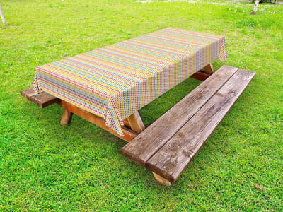 ABAKUHAUS Abstract Buitentafelkleed, Kleurrijke Onregelmatige Vlekken, Decoratief Wasbaar Picknicktafelkleed, 145 x 305 cm, Eierschaal Meerkleurig