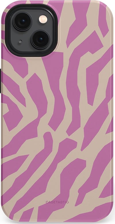 Casetastic hoesje geschikt voor Apple iPhone 13 - MagSafe - Dubbellaagse bescherming - Zebra Roze Magenta Flow - Fashion Case - Lila Zand
