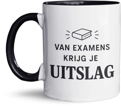 NietMokken.nl - Geslaagd Mok – Van Examens Krijg Je Uitslag – Grappige beker geslaagd – Cadeau voor studenten – 325ml keramiek – Aan beide zijden bedrukt – Vaatwasser- en magnetronbestendig - Geslaagd kado