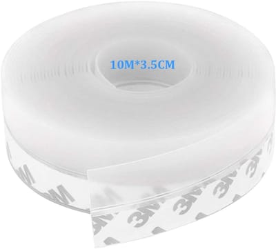 Zelfklevende deurafdichting- 10 m x 3-5 cm. Zelfklevende siliconen afdichtstrip voor deuren en ramen. Waterbestendig- insectenwerend- geluidsisolerend (transparant).