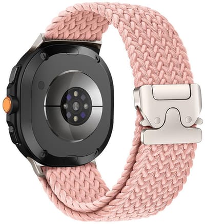 Nylon bandje - geschikt voor Samsung Galaxy Watch 8 (40mm) / Galaxy Watch 8 (44mm) / Galaxy Watch 8 Classic - gevlochten nylon met parachute sluiting - roze