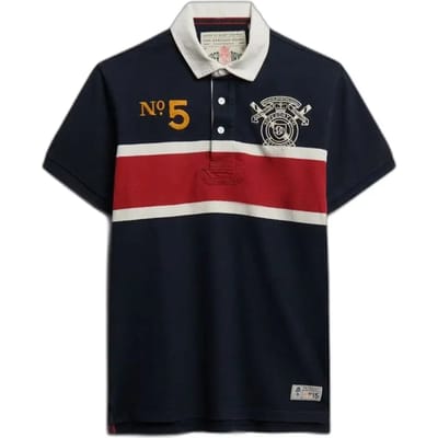 Superdry Double Emblem Rugby Korte Mouw Poloshirt Blauw S Man