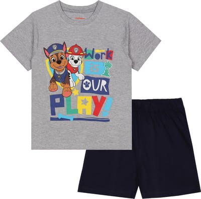 Paw Patrol Jongens, grijs-marineblauwe pyjama met korte broek