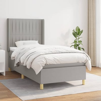 vidaXL - Boxspring - met - matras - stof - lichtgrijs - 100x200 - cm