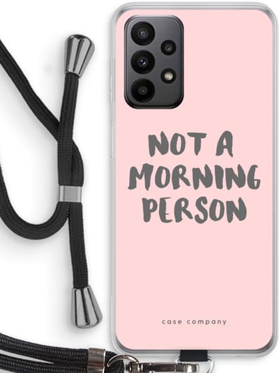 Case Company® - Hoesje met koord geschikt voor Samsung Galaxy A23 hoesje met Koord - Morning person - Telefoonhoesje met Zwart Koord - Bescherming aan alle Kanten en Over de Schermrand