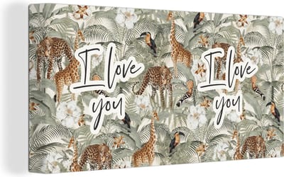 Canvas Schilderij I love you - Quotes - Spreuken - Liefde - 40x20 cm - Wanddecoratie