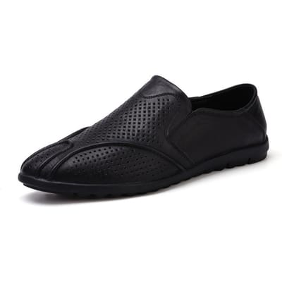 Grote Maten 47 Herenschoenen Zomer Hol Leer Schoenen Heren Leer Ademend Heren Casual Leer Sandalen Zomer 47 black
