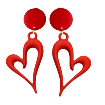 Clip oorbellen -rood -hart -Montana- geen gaatje- Charme Bijoux