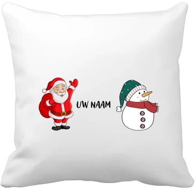 Akyol - kerst sneeuwpop en kerstman met eigen naam Kussen hoes - Kerstmis - kerst beker - winter - kerst - christmas - kerst cadeau - 40 bij 40 cm