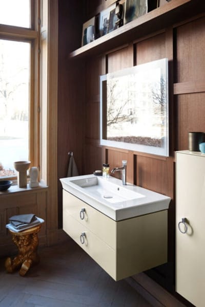 Duravit Wit Tulip, wandhangend badmeubel, breedte 984 x diepte 458mm, met 2 laden, met greep, WT43520H3H3