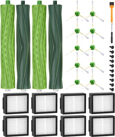 Reserveonderdelen Geschikt voor iRobot Roomba E/I/J-serie - inclusief i7, i7+, i3, i3+, i4, i4+, j7 (niet j7+), E5, E6 - Borstelaccessoires set met 2 rubberen borstels, 8 hoogwaardige filters en 10 zijborstels