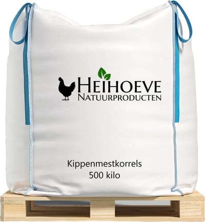 Kippenmestkorrels Bigbag 500 kilo voor 5000 m2 (Organische mestkorrels NPK 4-3-3) Tuinmest - bemesting - kippenmest korrels - Natuurlijke meststoffen
