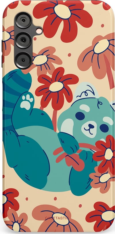 Casetastic Hoesje Geschikt voor Samsung A14 (5G/4G) - Stijlvolle Beschermende Duo-layer Case - Rode panda knuffels
