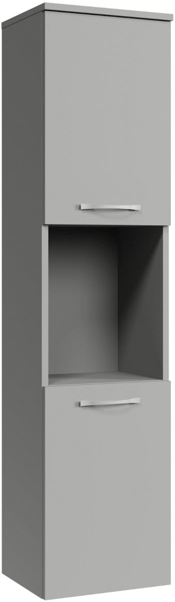 Badplaats Badkamerkast Montreal 30 x 30 x 131 cm – Mat Grijs – Hangende Kolomkast met 2 Deuren