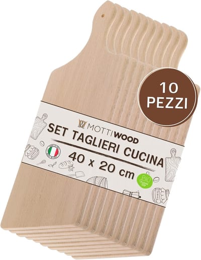 Keukenplanken Set - Houten Planken - Snijden en Serveren - Gemaakt in Italië - 10 Stuks - Houtkleur