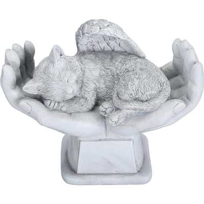 Huisdier Gedenkbeeld Buitentuin Decor Ornament Engel met Gods Handen Grafsteen Kat
