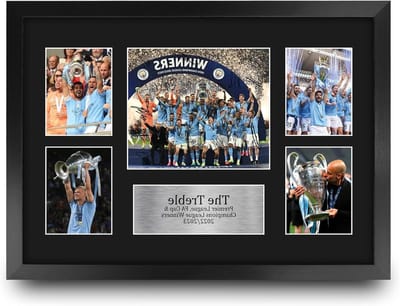 Manchester City Voetbal Display - Voetbal Poster Fan Artikel - Woonkamer Decoratie - Gedrukt Gesigneerd Replica - A3 45x33cm - Blauw