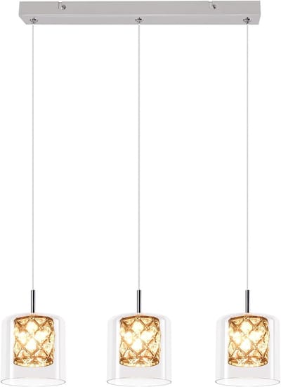 Glitzerlife - Hanglampen - 3xG9 - Hoogte verstelbaar - Modern design - Kristalglas materiaal - Ø48cm - Chroomkleurig - Hanglamp Eetkamer Woonkamer Keuken - Hanglampen Eetkamer Verstelbaar